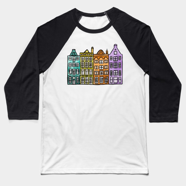 Amsterdam Row House Baseball T-Shirt by aterkaderk